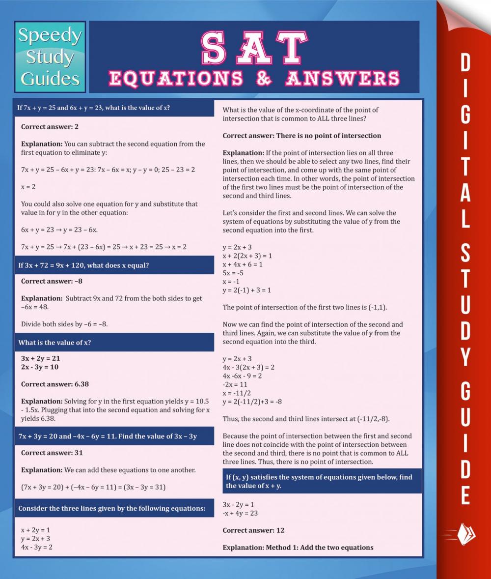 Big bigCover of SAT Equations & Answers (Speedy Study Guide)