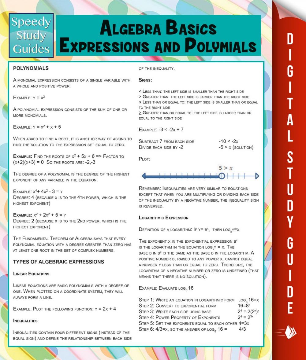 Big bigCover of Algebra Basics, Expressions and Polymials (Speedy Study Guide)