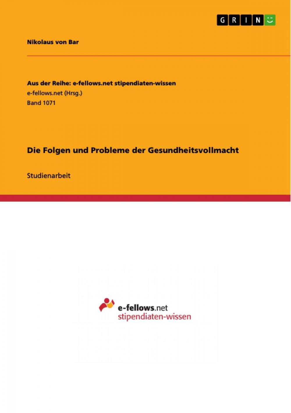 Big bigCover of Die Folgen und Probleme der Gesundheitsvollmacht