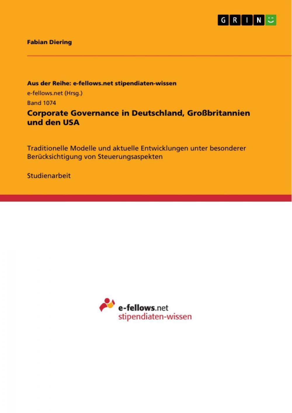 Big bigCover of Corporate Governance in Deutschland, Großbritannien und den USA