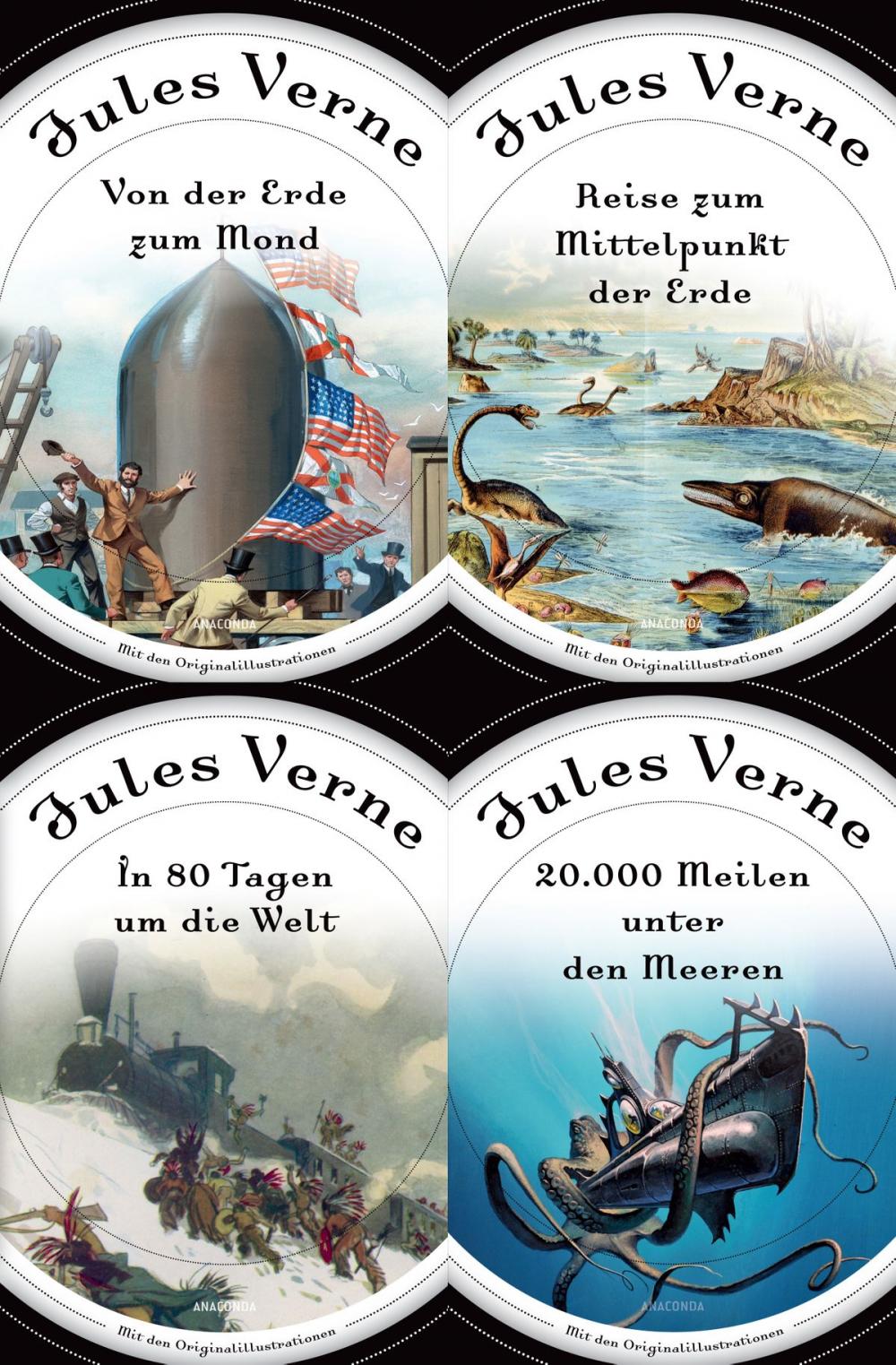 Big bigCover of Jules Verne - Romane (20.000 Meilen unter den Meeren - In 80 Tagen um die Welt - Reise zum Mittelpunkt der Erde - Von der Erde zum Mond)