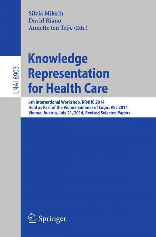 Cover of the book Knowledge Representation for Health Care by , Springer International Publishing