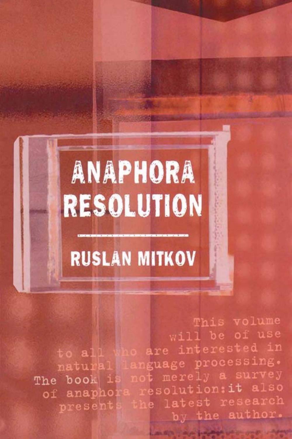 Big bigCover of Anaphora Resolution