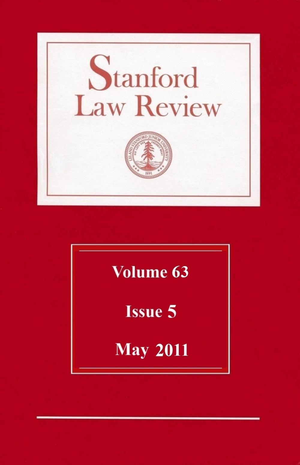 Big bigCover of Stanford Law Review: Volume 63, Issue 5 - May 2011