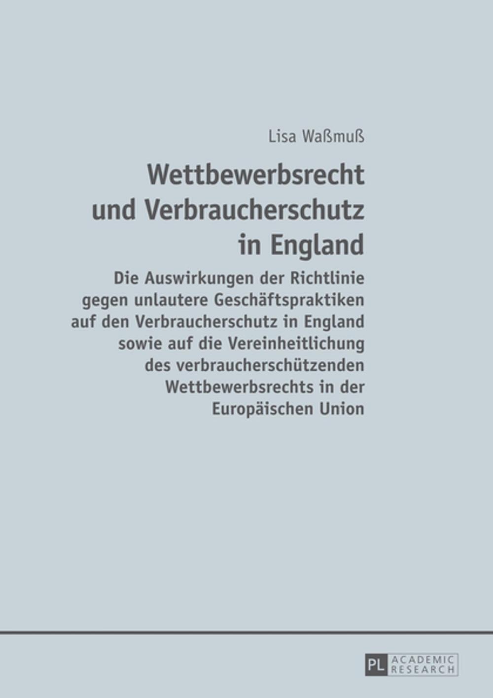 Big bigCover of Wettbewerbsrecht und Verbraucherschutz in England