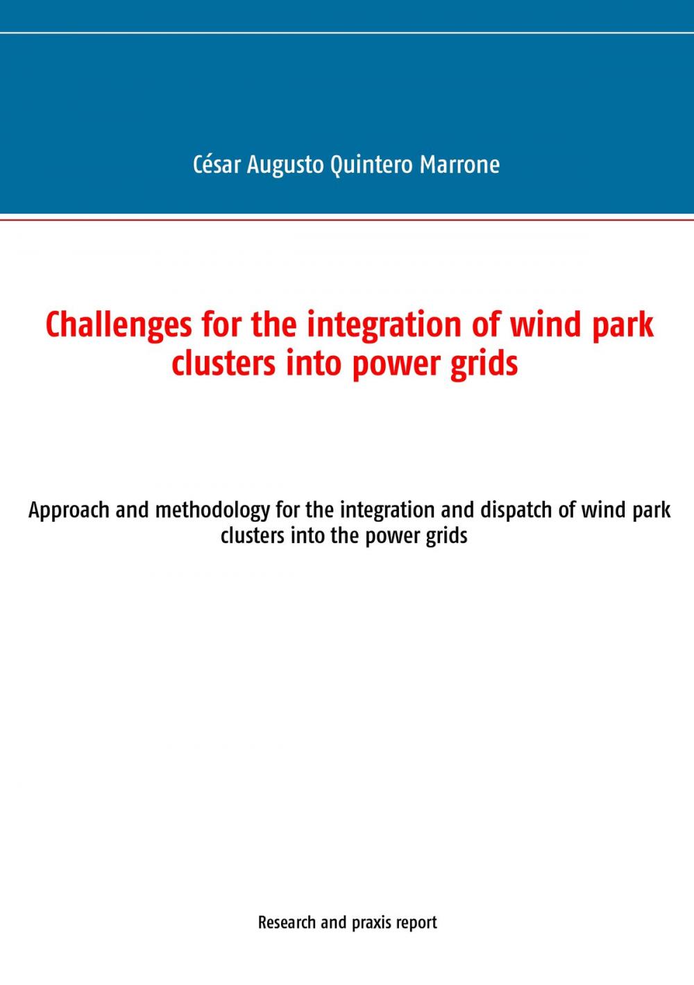 Big bigCover of Challenges for the integration of wind park clusters into power grids