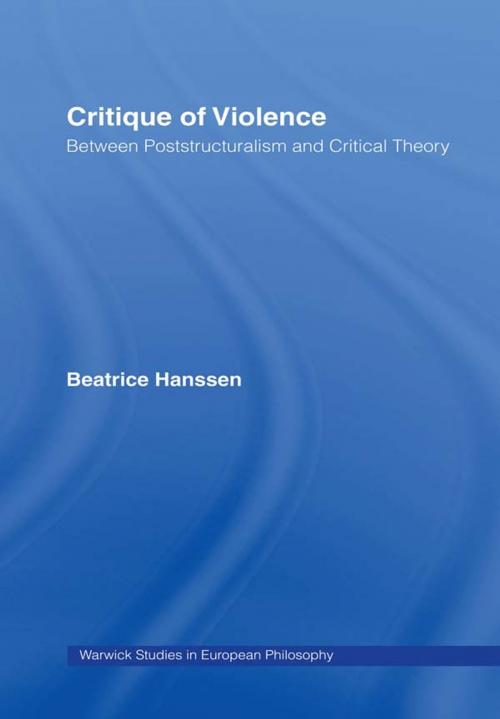 Cover of the book Critique of Violence by Beatrice Hanssen, Taylor and Francis