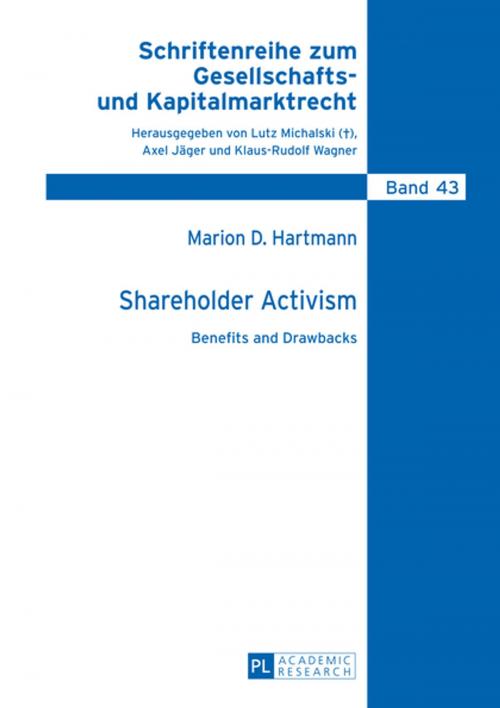 Cover of the book Shareholder Activism by Marion Hartmann, Peter Lang