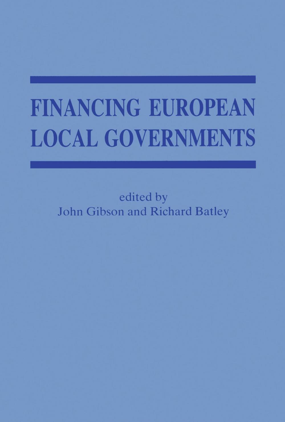 Big bigCover of Financing European Local Government