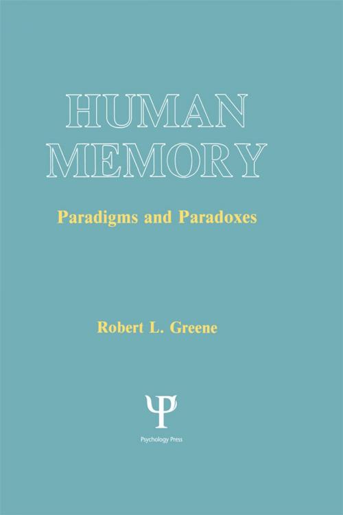 Cover of the book Human Memory by Robert L. Greene, Taylor and Francis