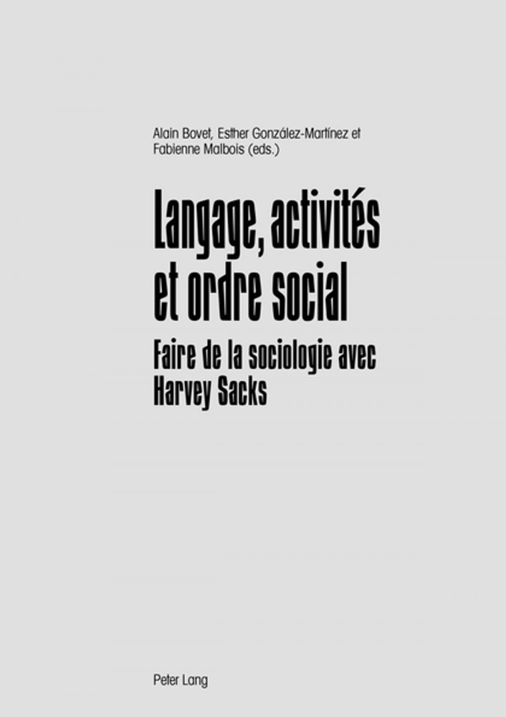 Big bigCover of Langage, activités et ordre social