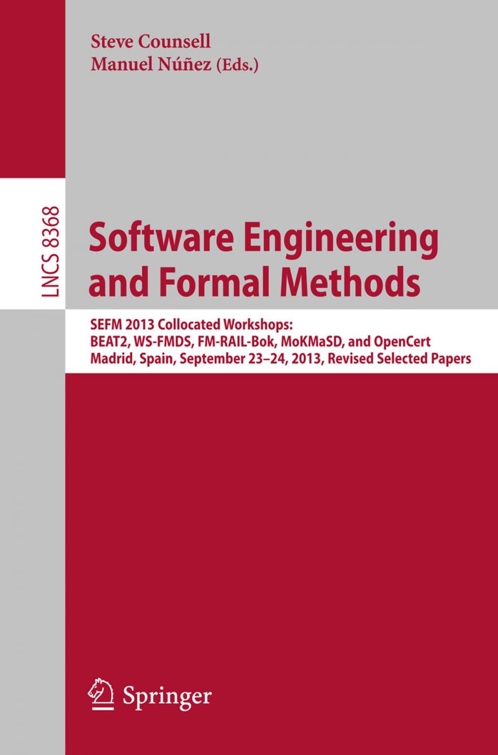 Big bigCover of Software Engineering and Formal Methods