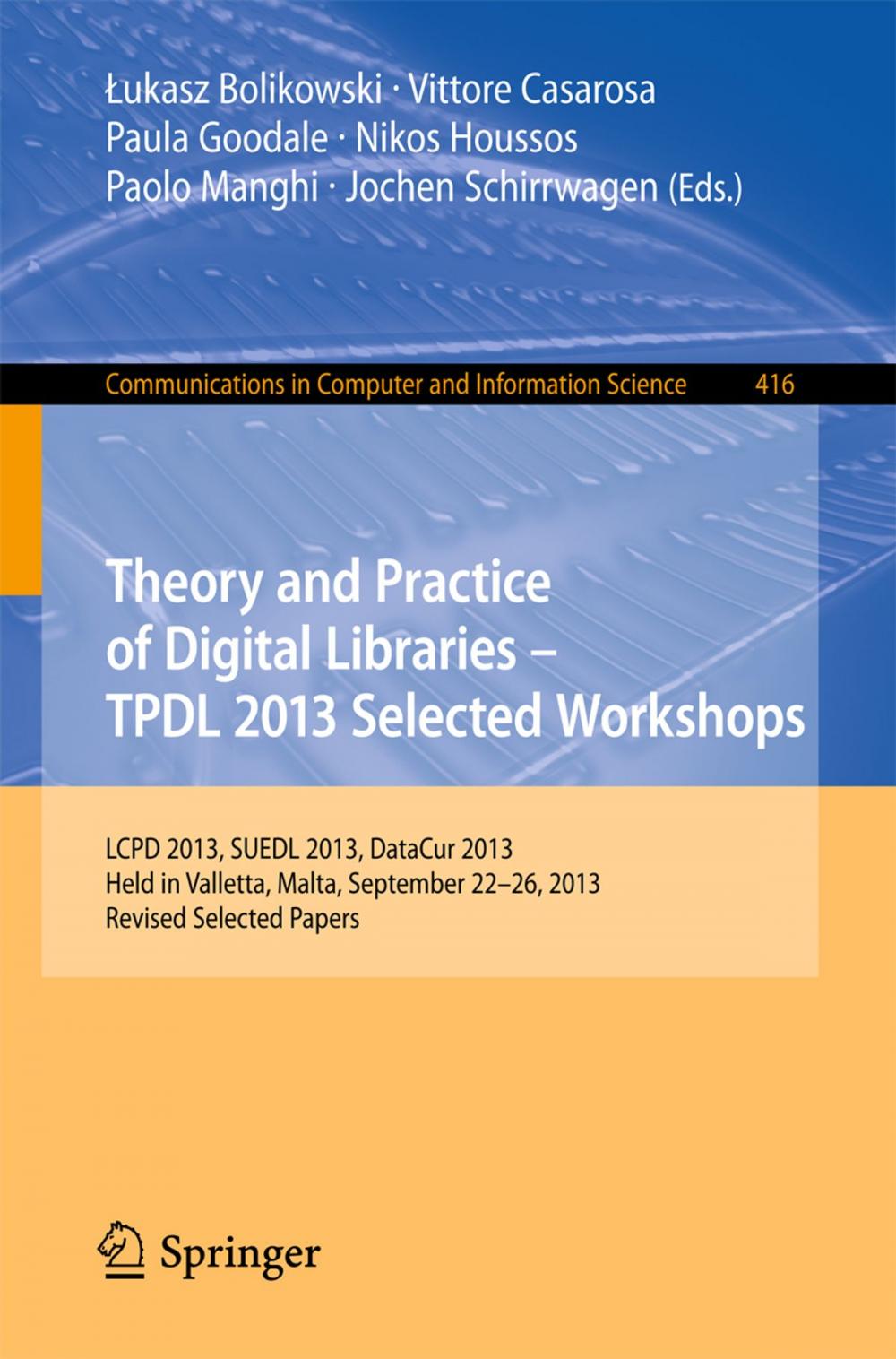 Big bigCover of Theory and Practice of Digital Libraries -- TPDL 2013 Selected Workshops