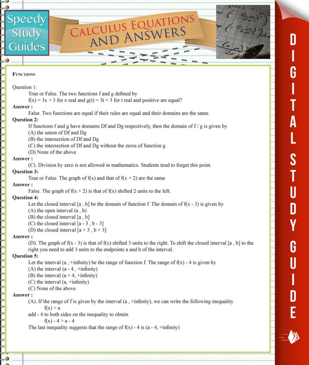 Big bigCover of Calculus Equations And Answers (Speedy Study Guides)