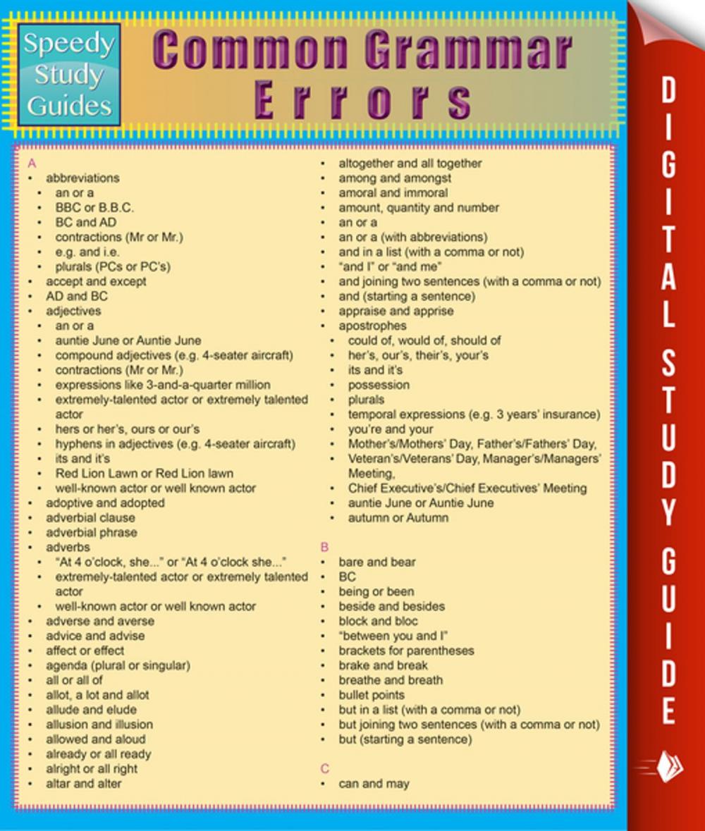 Big bigCover of Common Grammar Errors (Speedy Study Guides)