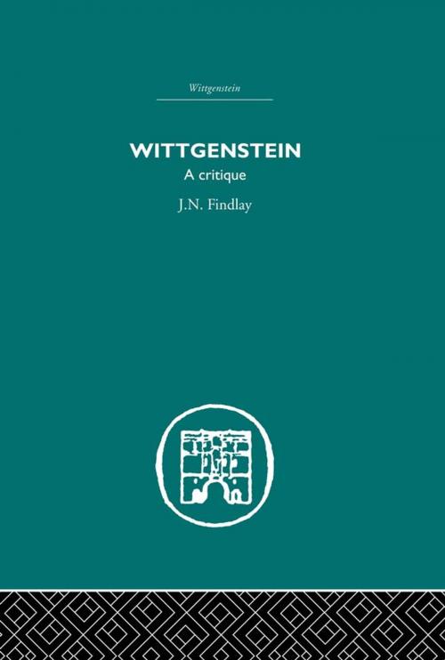 Cover of the book Wittgenstein by J.N. Findlay, Taylor and Francis