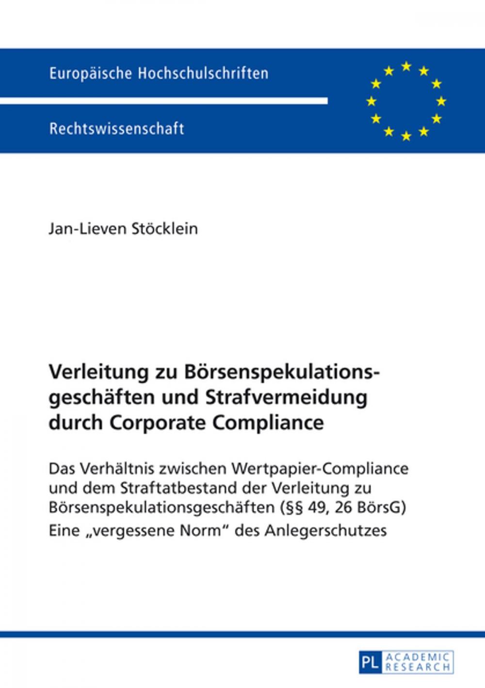 Big bigCover of Verleitung zu Boersenspekulationsgeschaeften und Strafvermeidung durch Corporate Compliance