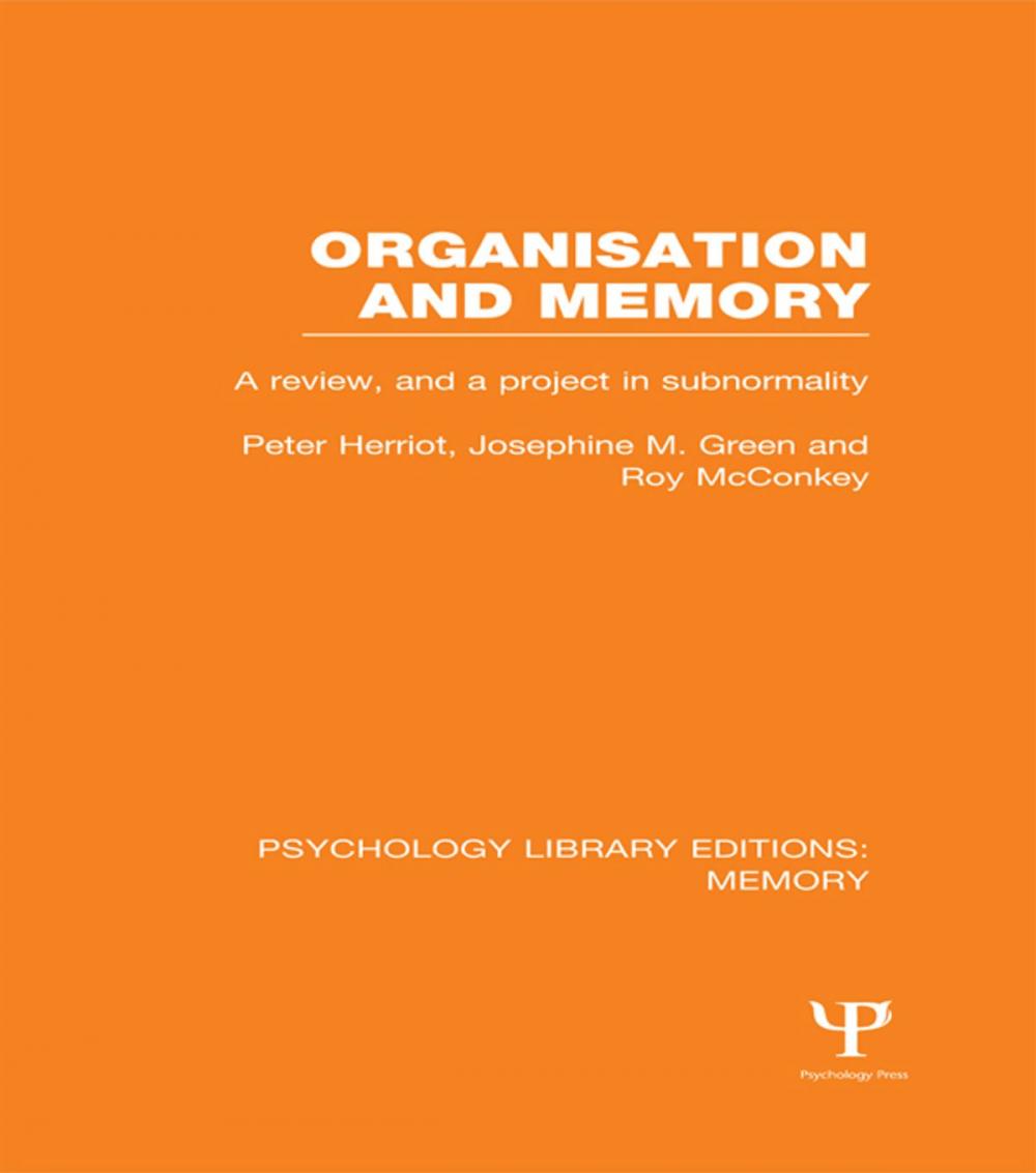 Big bigCover of Organisation and Memory (PLE: Memory)