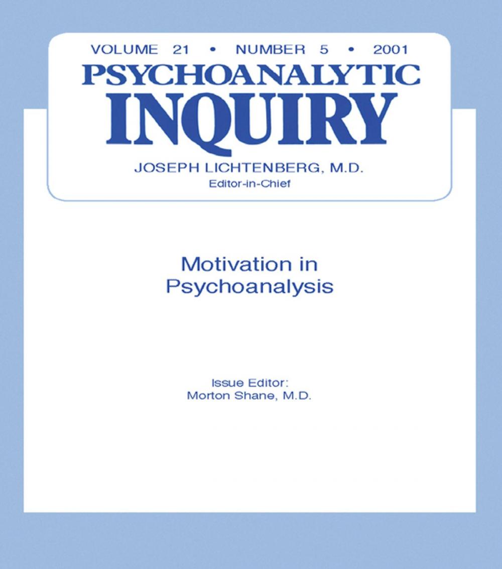 Big bigCover of Motivation and Psychoanalysis