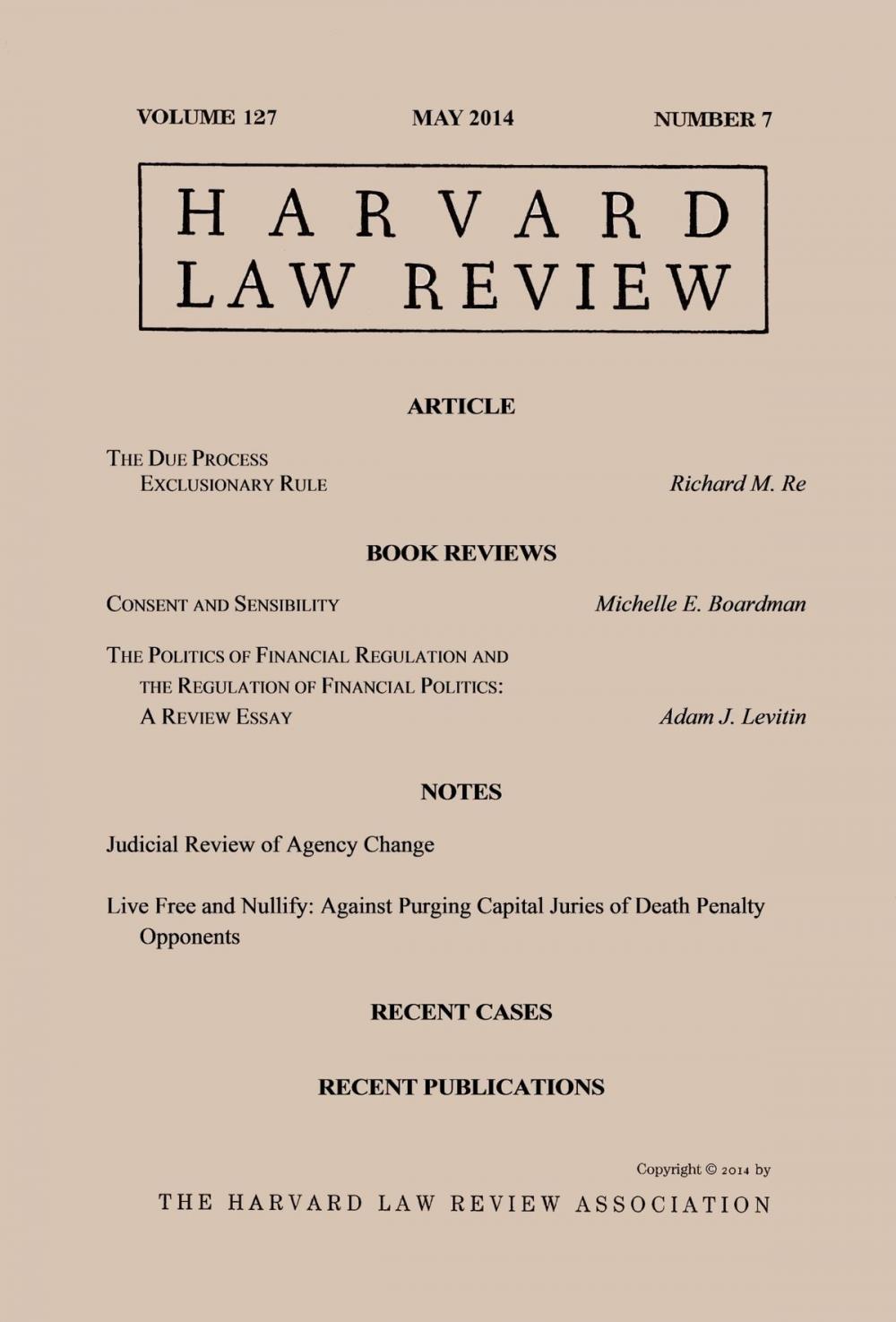 Big bigCover of Harvard Law Review: Volume 127, Number 7 - May 2014