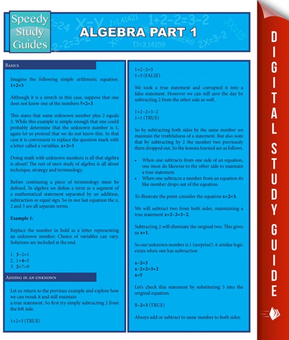 Big bigCover of Algebra Part 1 (Speedy Study Guides)