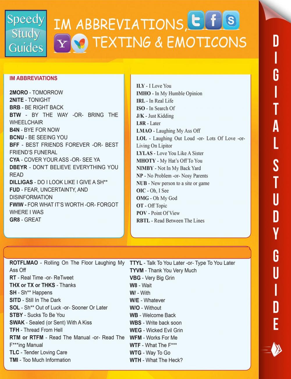 Big bigCover of Instant Messaging Abbreviations, Texting and Emoticons