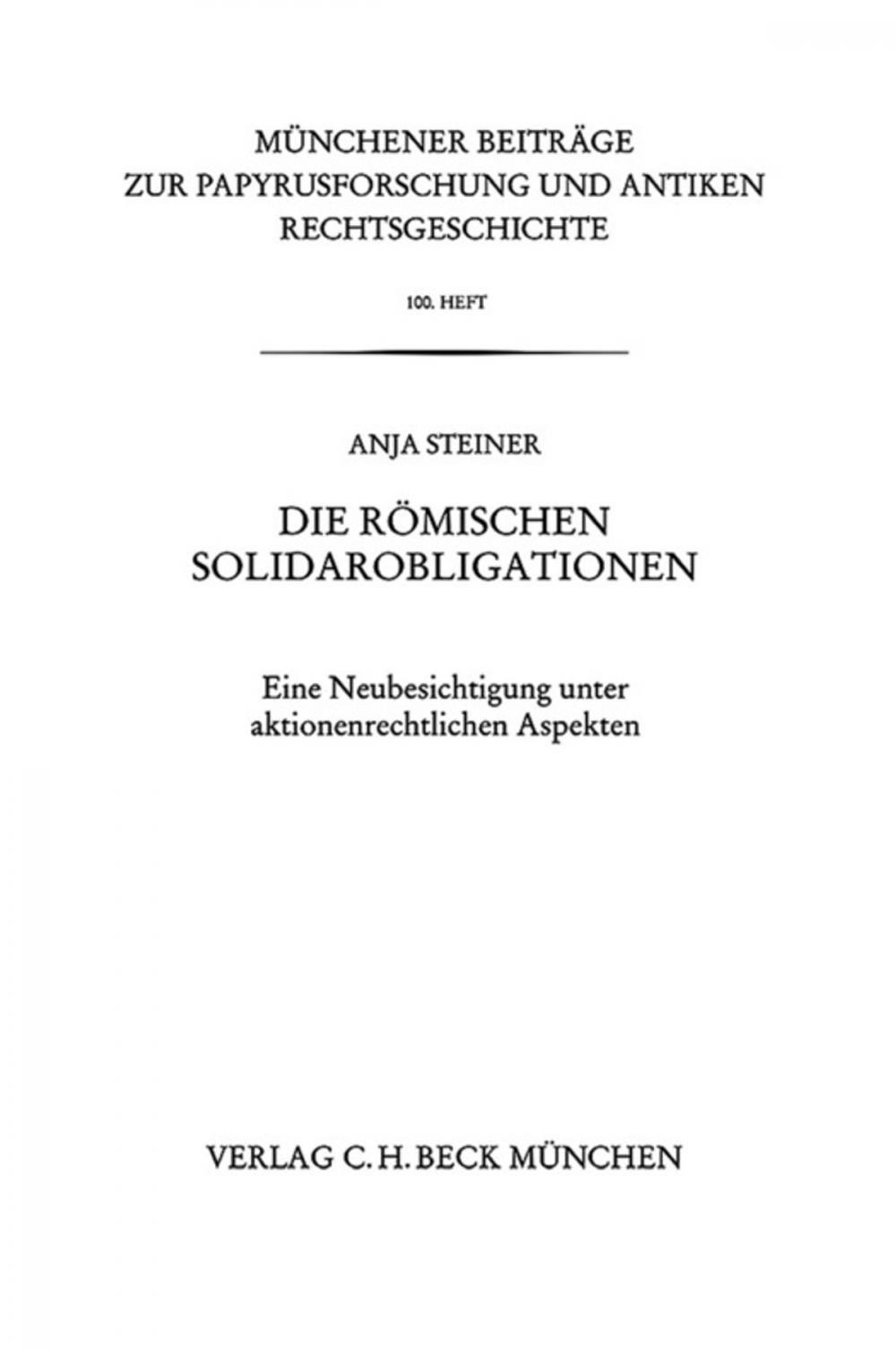 Big bigCover of Die römischen Solidarobligationen