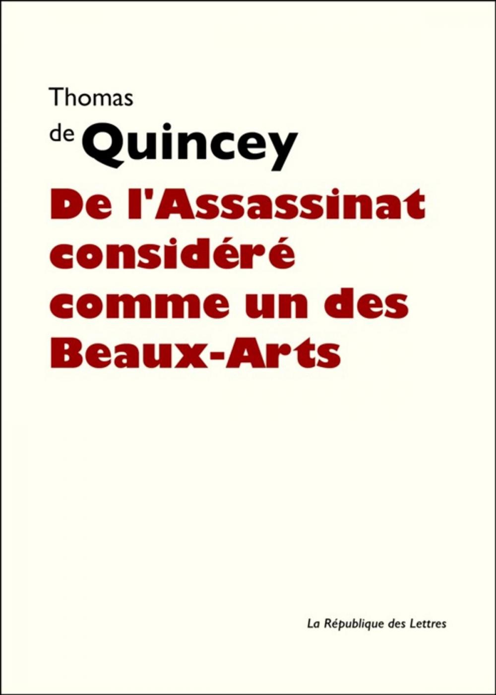 Big bigCover of De l'Assassinat considéré comme un des Beaux-Arts