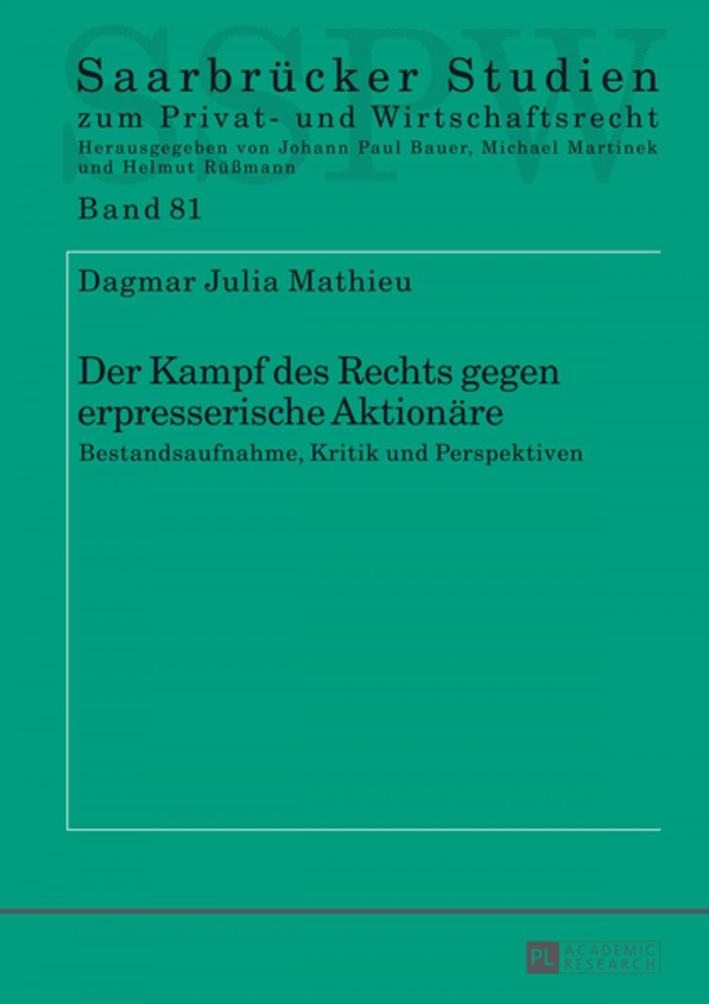 Big bigCover of Der Kampf des Rechts gegen erpresserische Aktionaere