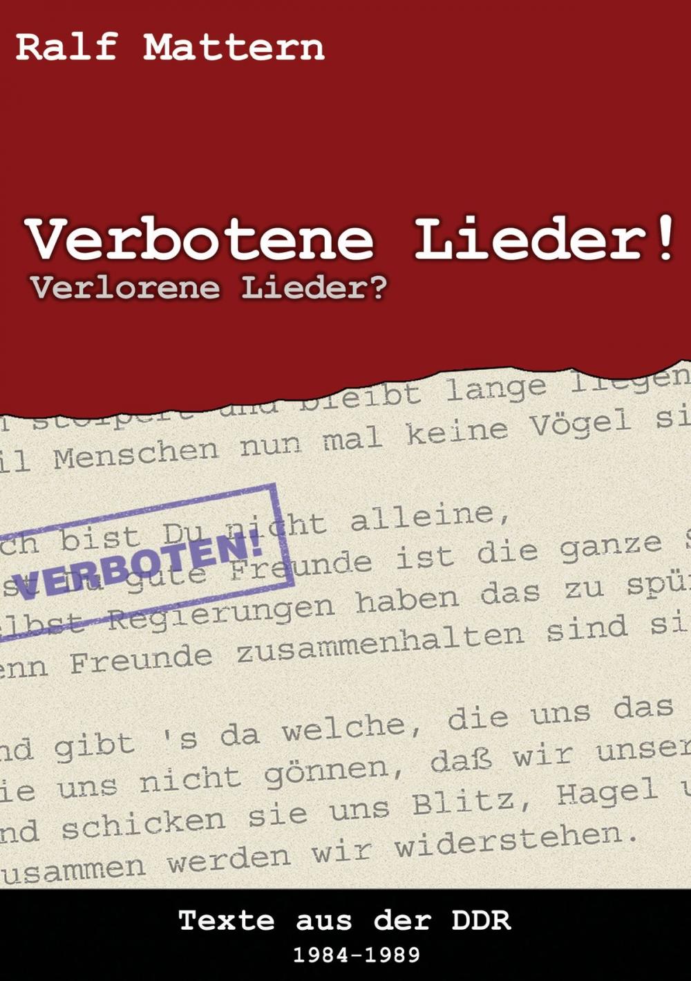 Big bigCover of Verbotene Lieder! Verlorene Lieder?