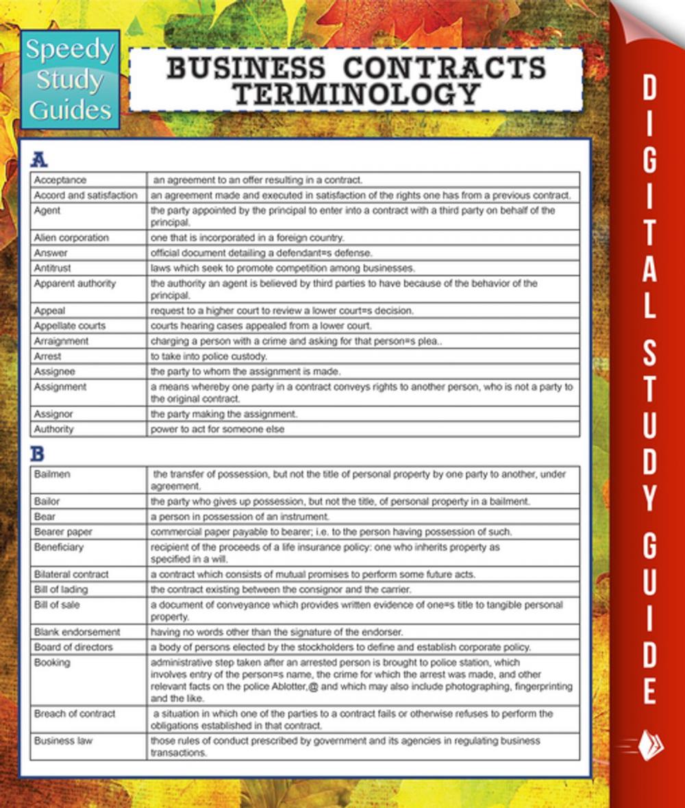 Big bigCover of Business Contracts Terminology (Speedy Study Guide)