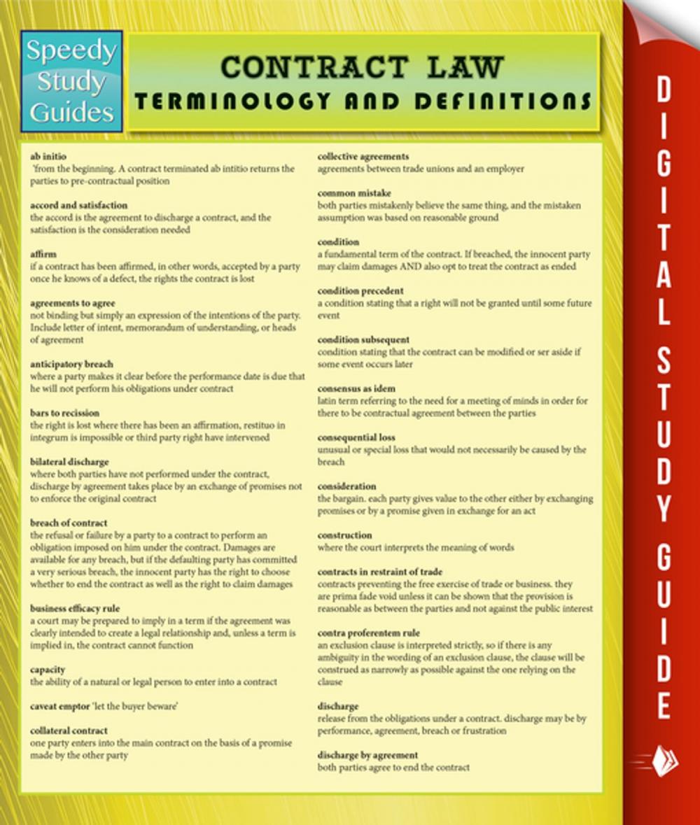 Big bigCover of Contract Law Terminology and Definitions (Speedy Study Guide)