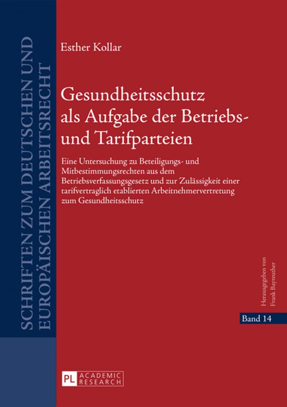 Big bigCover of Gesundheitsschutz als Aufgabe der Betriebs- und Tarifparteien