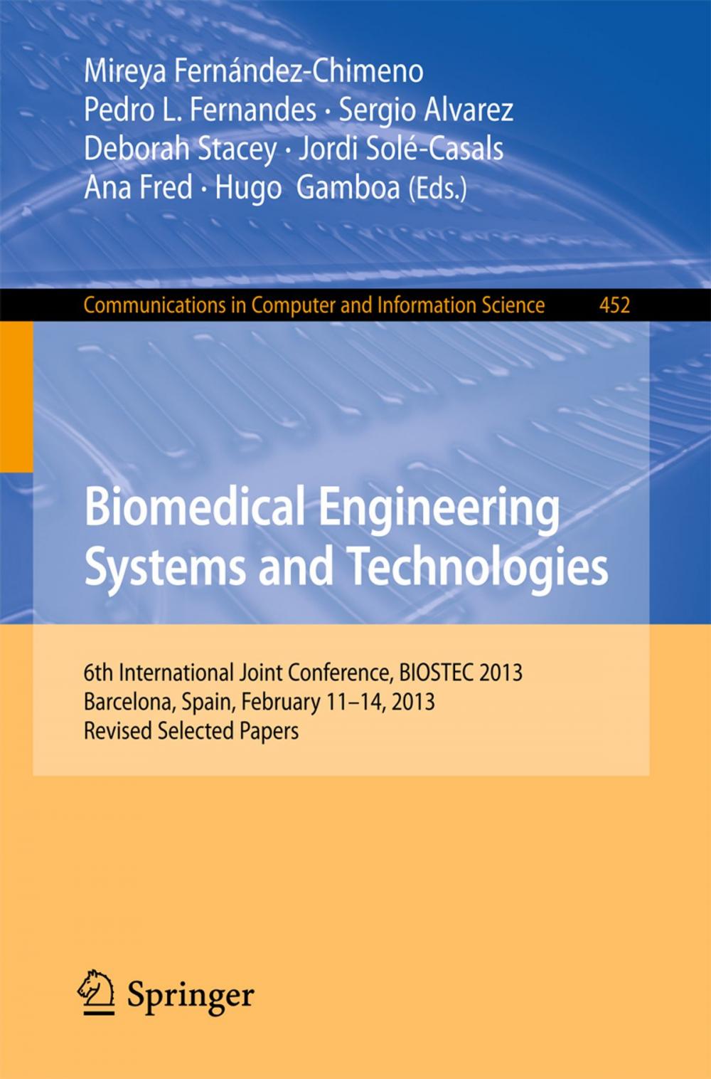 Big bigCover of Biomedical Engineering Systems and Technologies