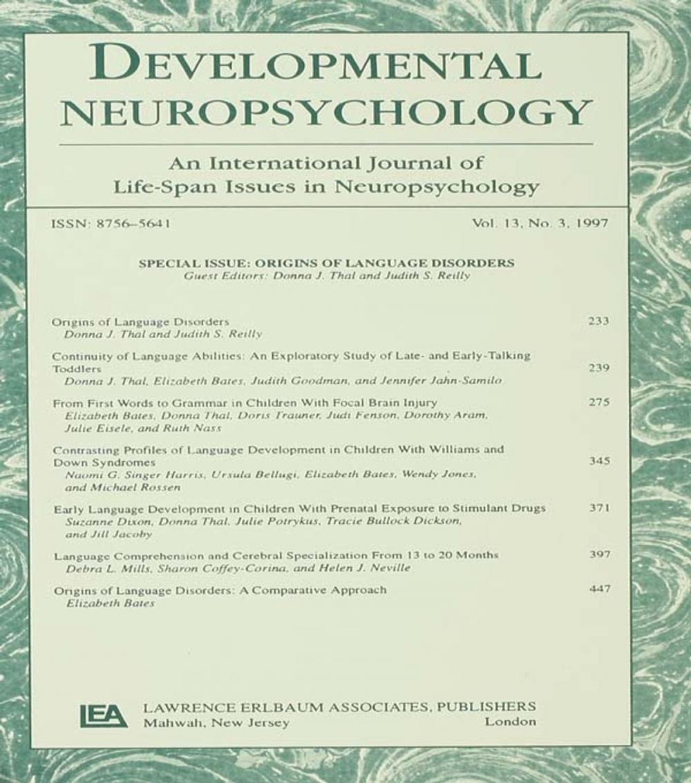 Big bigCover of Origins of Language Disorders