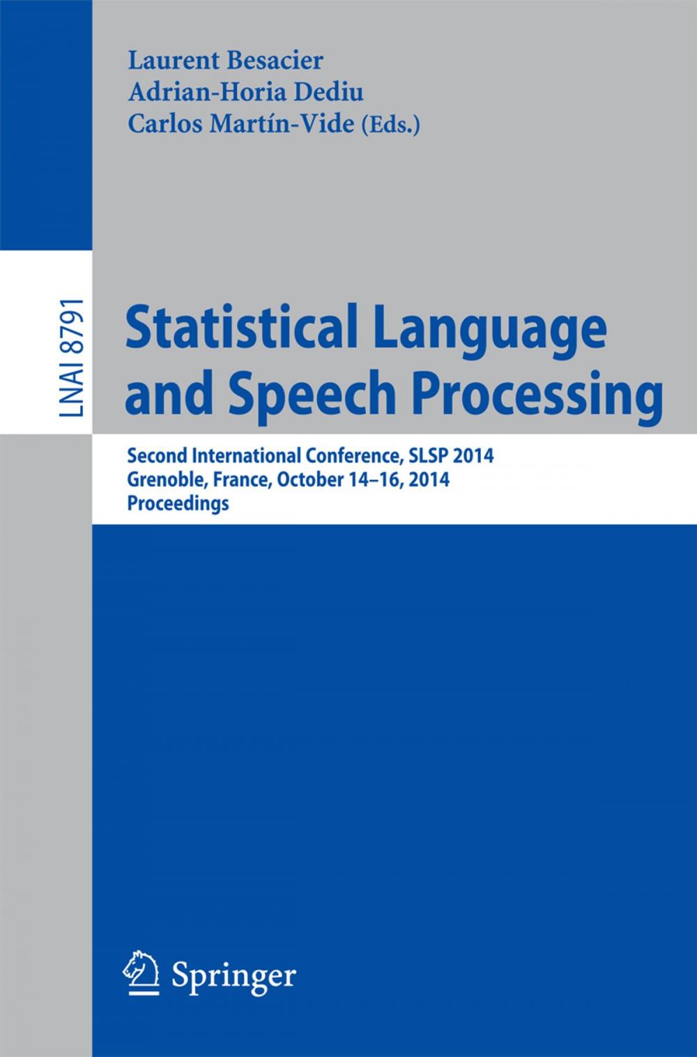 Big bigCover of Statistical Language and Speech Processing