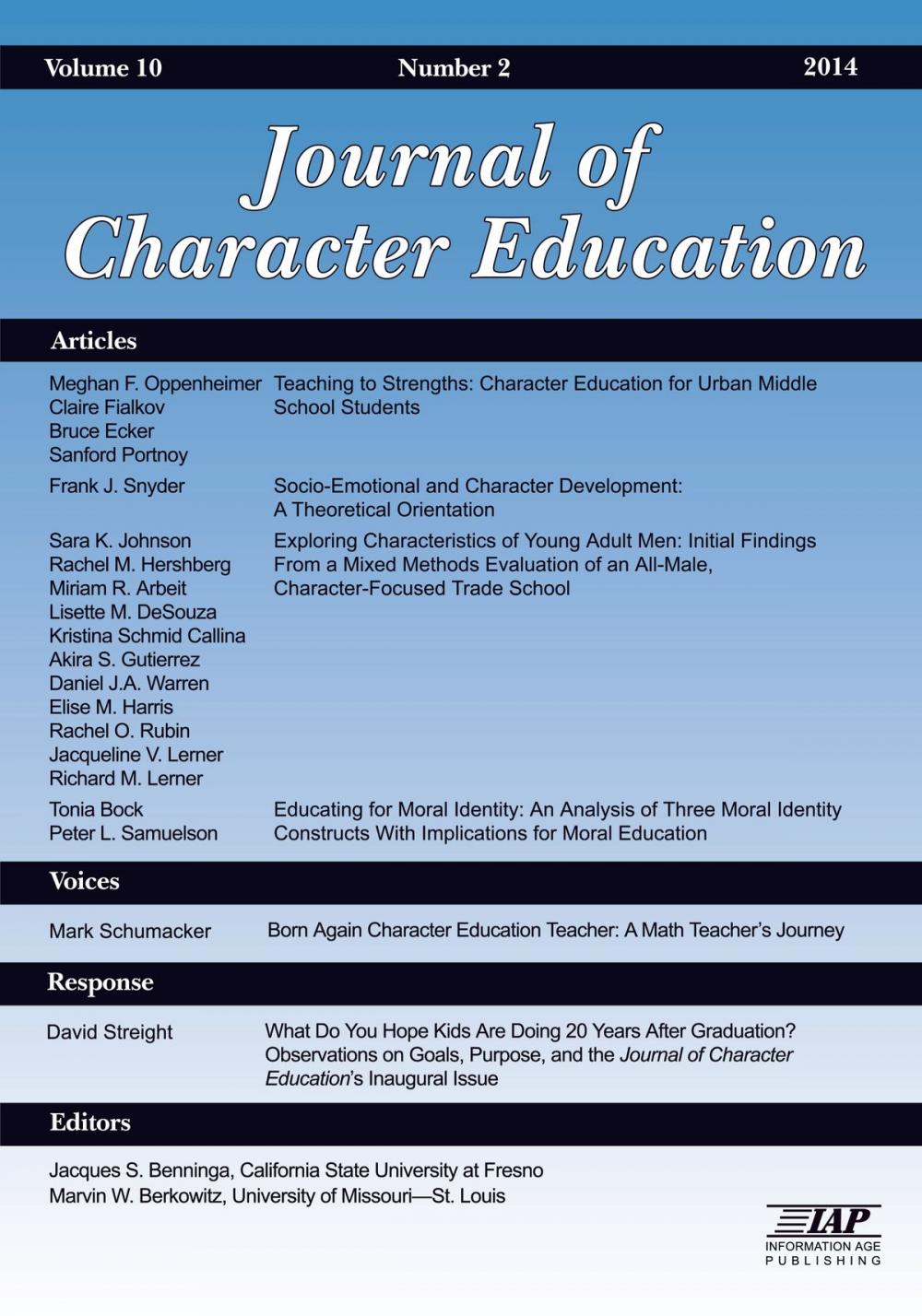 Big bigCover of Journal of Character Education Issue