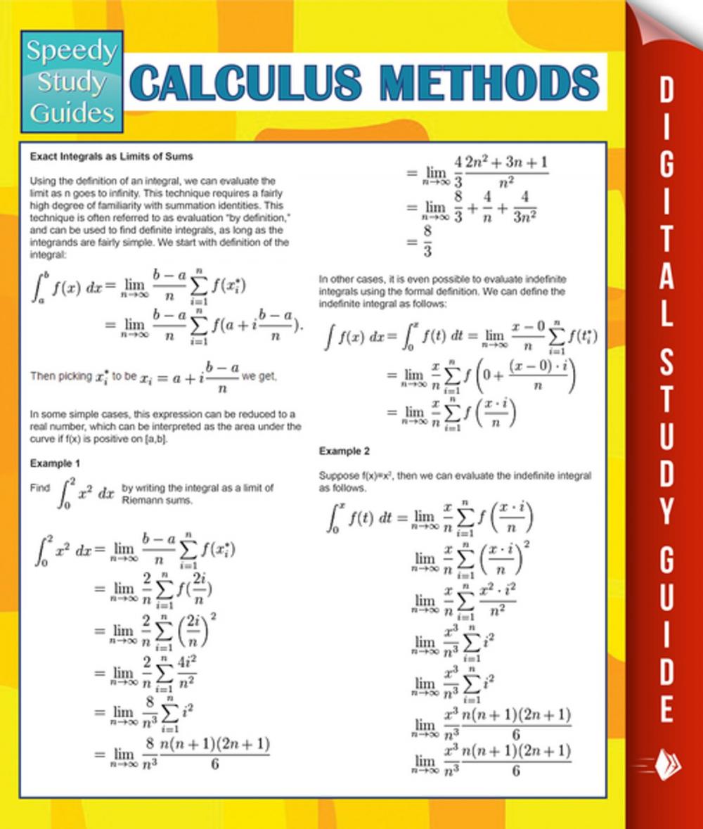 Big bigCover of Calculus Methods (Speedy Study Guides)