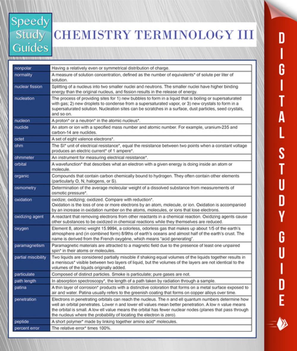 Big bigCover of Chemistry Terminology III (Speedy Study Guides)