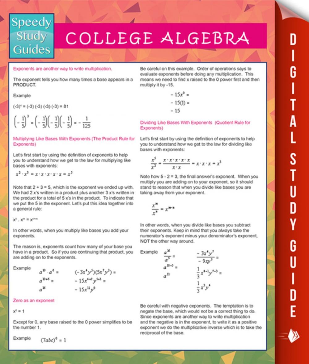 Big bigCover of College Algebra (Speedy Study Guides)