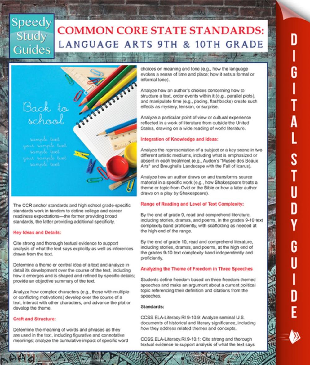 Big bigCover of Common Core State Standards: Language Arts 9th And 10Th Grade