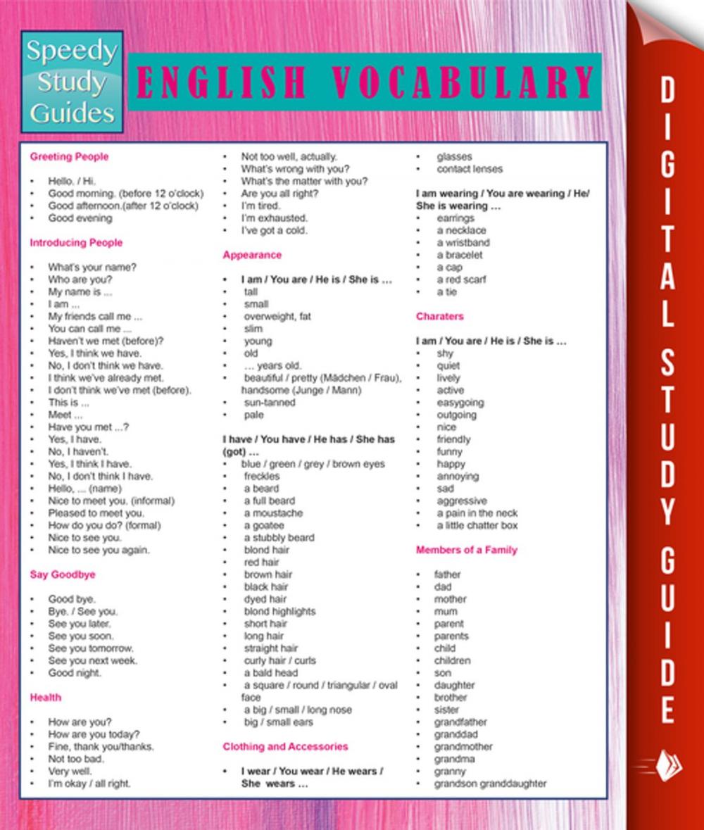 Big bigCover of English Vocabulary (Speedy Study Guides)