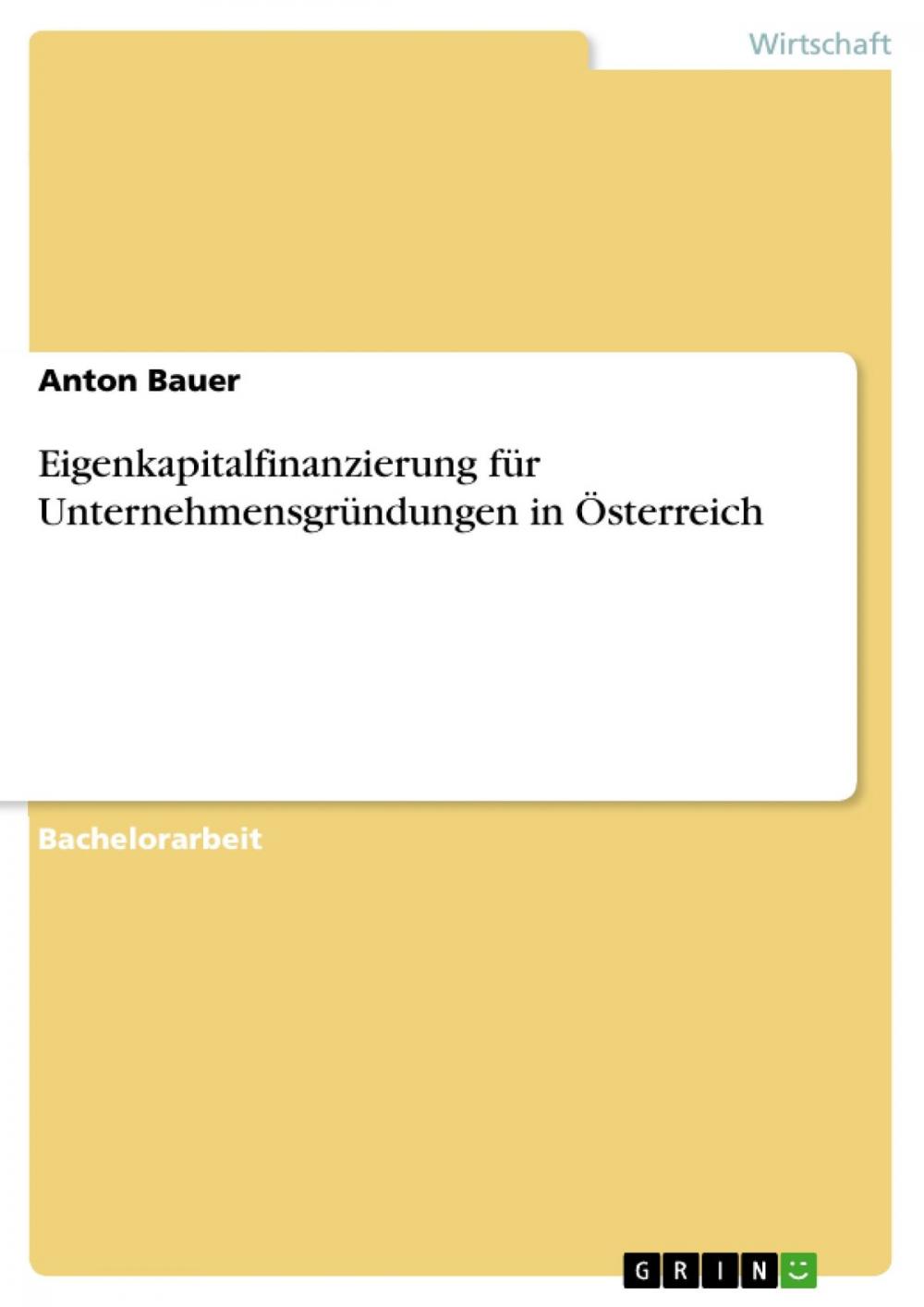 Big bigCover of Eigenkapitalfinanzierung für Unternehmensgründungen in Österreich