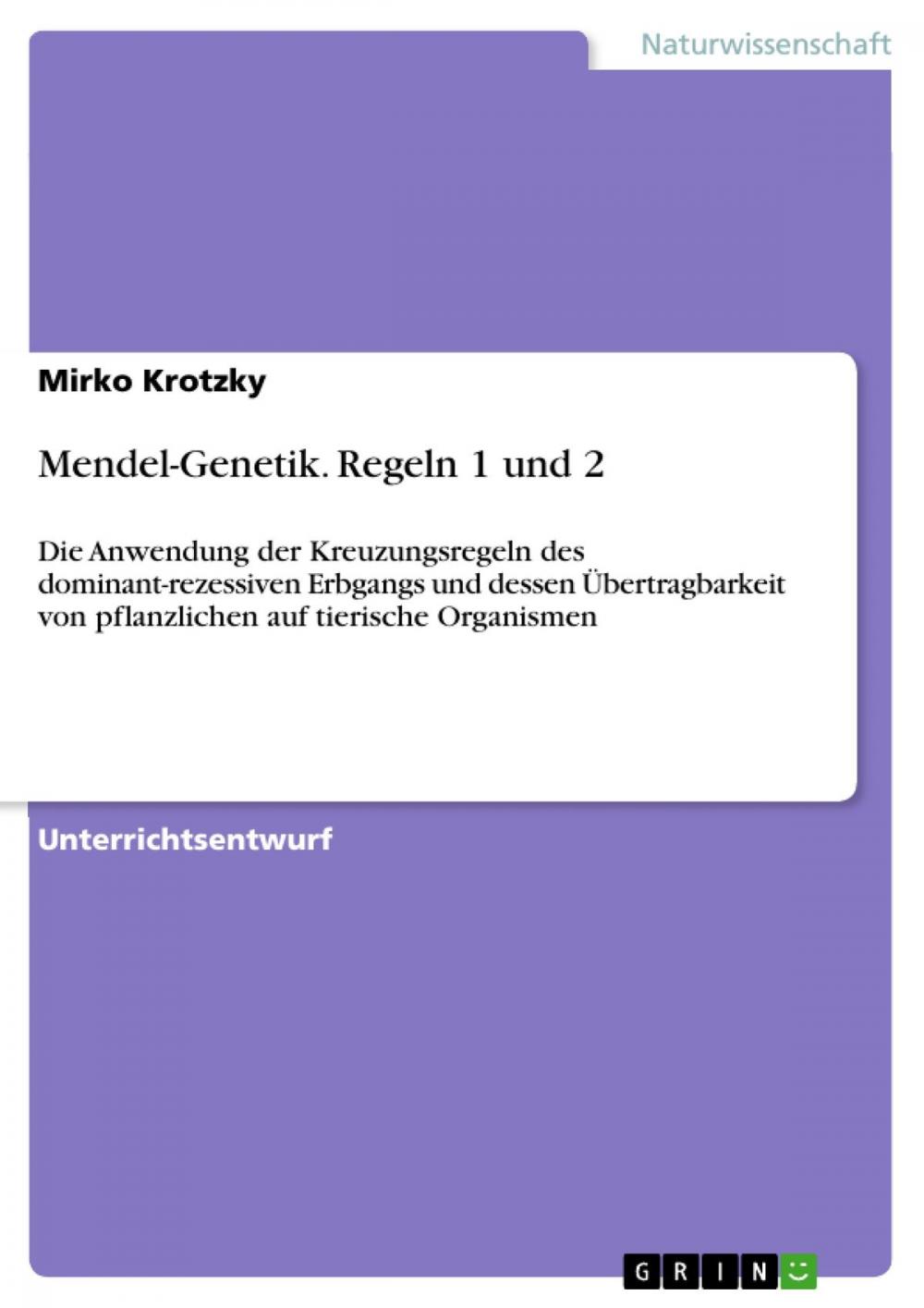 Big bigCover of Mendel-Genetik. Regeln 1 und 2