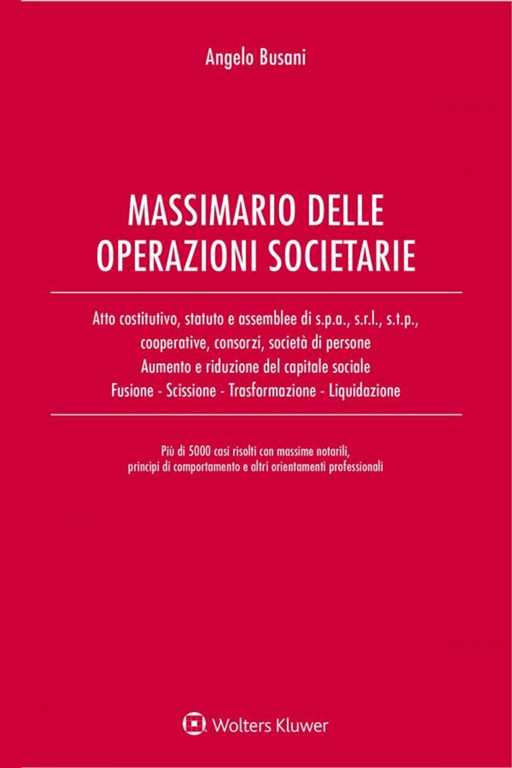 Big bigCover of Massimario delle operazioni societarie