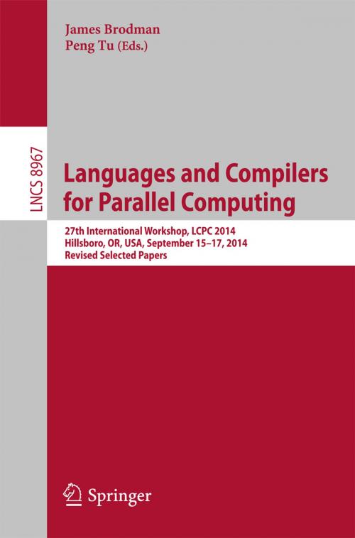 Cover of the book Languages and Compilers for Parallel Computing by , Springer International Publishing