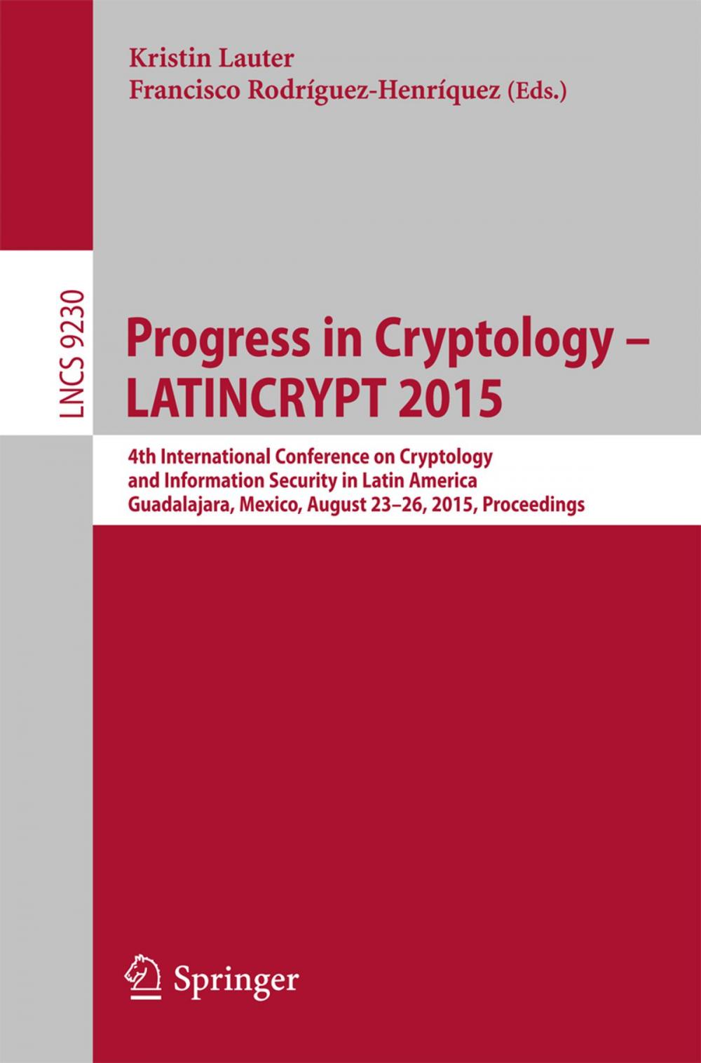 Big bigCover of Progress in Cryptology -- LATINCRYPT 2015