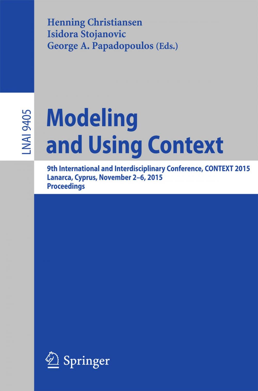 Big bigCover of Modeling and Using Context