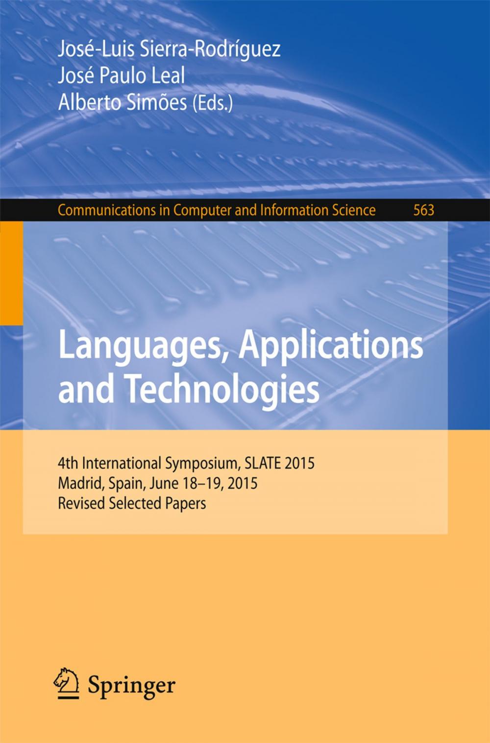 Big bigCover of Languages, Applications and Technologies