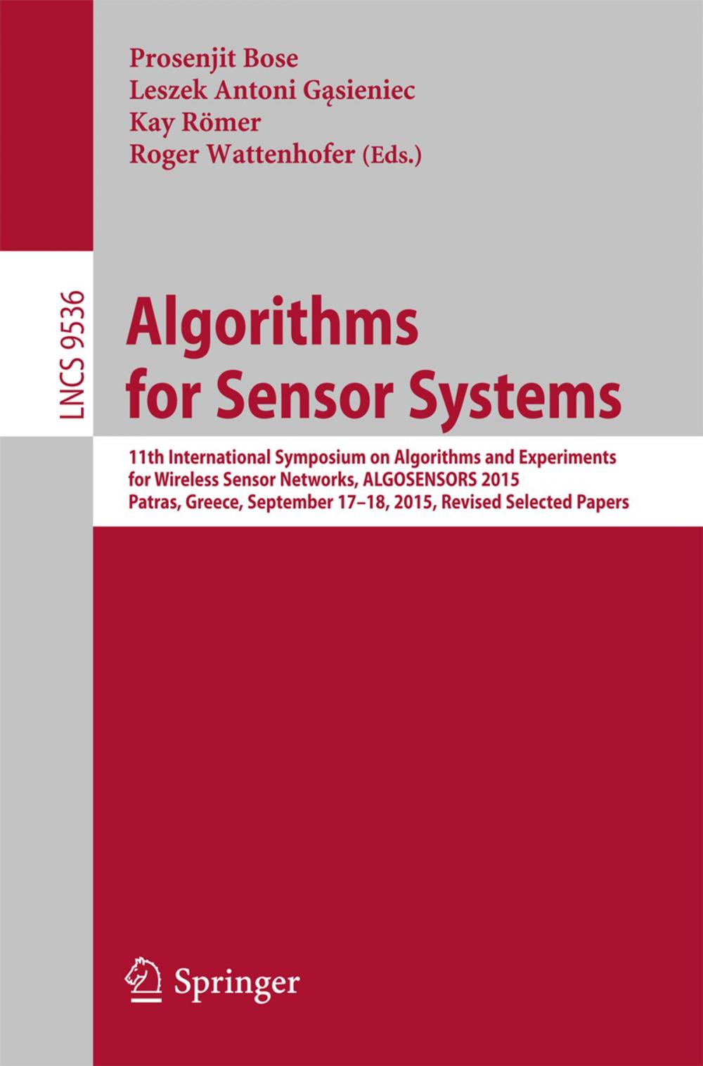 Big bigCover of Algorithms for Sensor Systems